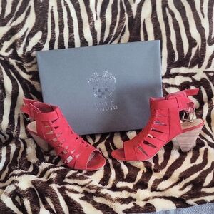 Vince Camuto Red Heels with Eye-Catching Design